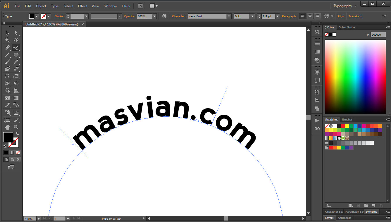 Cara Membuat Teks Melengkung di Illustrator - Masvian