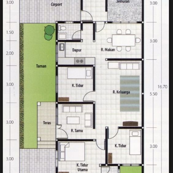 Gambar Desain Rumah 3 Kamar Ukuran 8x12