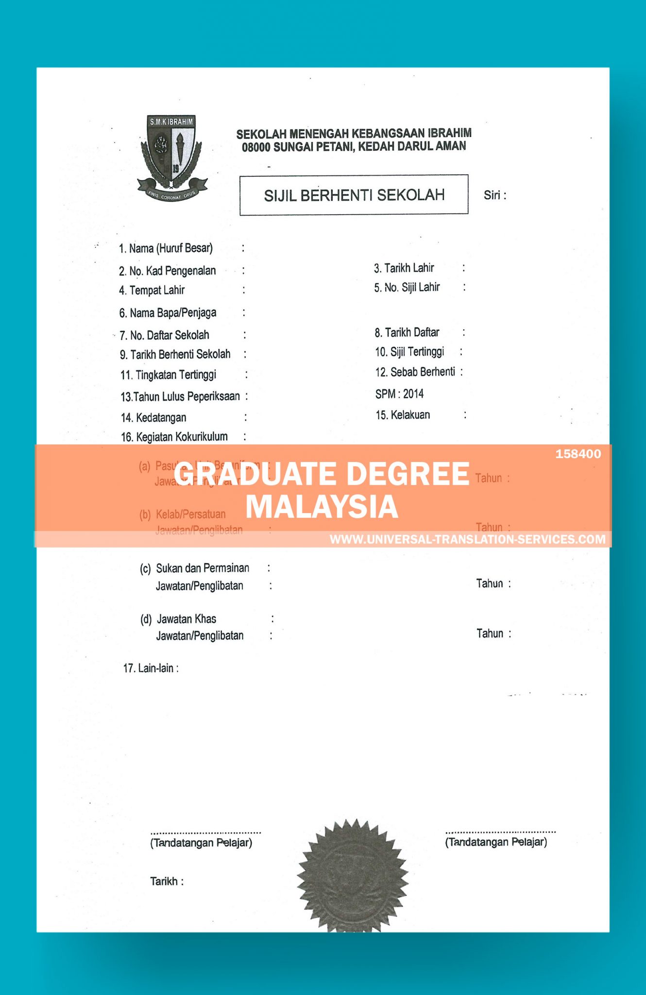 Translate Graduation Degree to Malay(best offer)