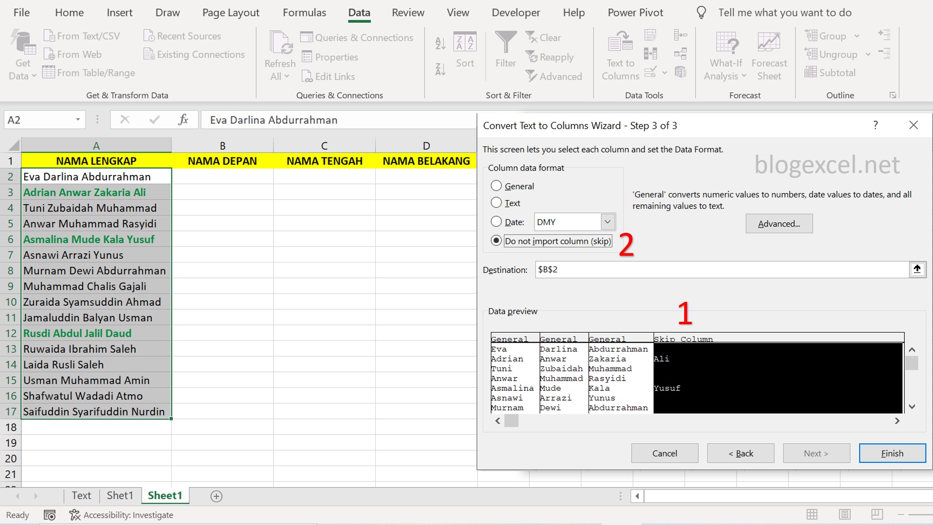 Cara-Mengambil-Nama-depan-dan-Belakang-di-Excel - Blog Tutorial