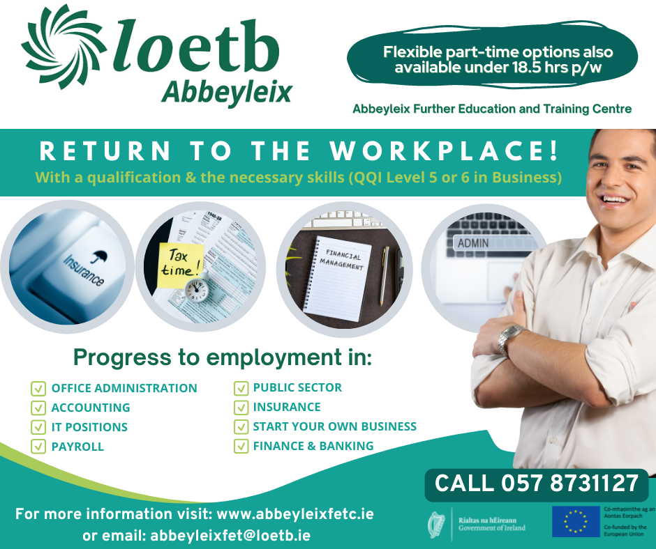 New Part Time Business Courses QQI Level 5 and Level 6 - Abbeyleix