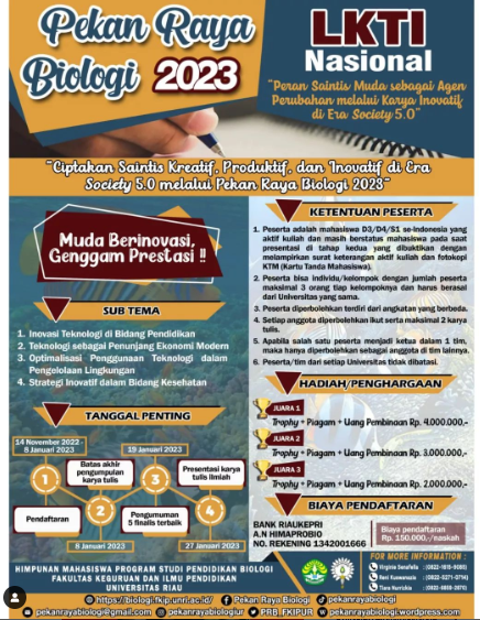 Lomba Karya Tulis Ilmiah Nasional 2023 di Universitas Riau - Info Lomba