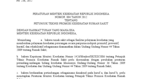 Hebat! Petunjuk Teknis Promosi Kesehatan Rumah Sakit Terpecaya