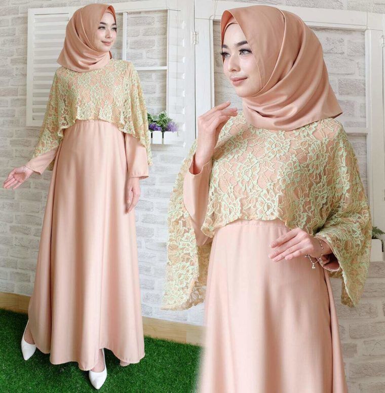 Gamis Pesta Brokat Kombinasi Satin