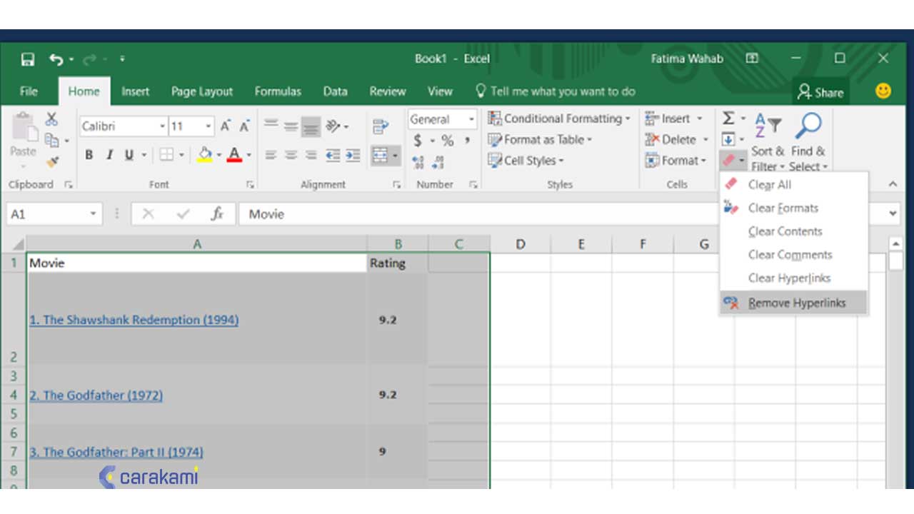 Cara Menghapus Hyperlink di Microsoft Excel