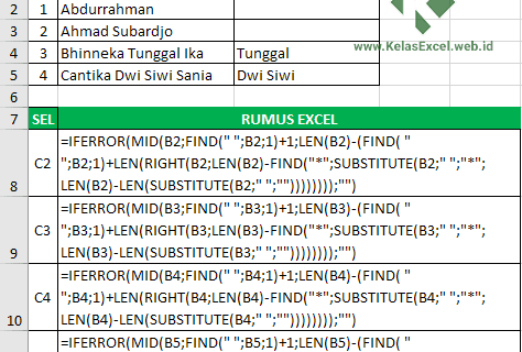 Rahasia Cara Mengambil Nama Tengah Di Excel Terbaik