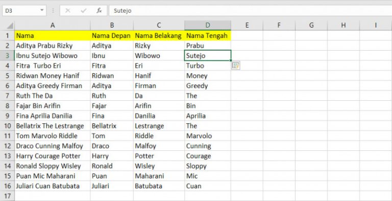 Cara Membuat Nama Pada Excel Dinamis