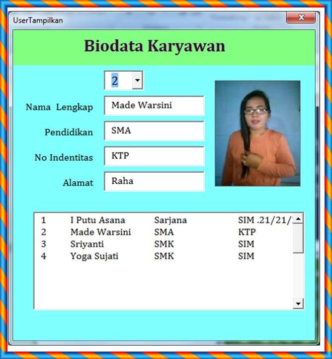 Aplikasi Biodata Karyawan Berbasis Excel