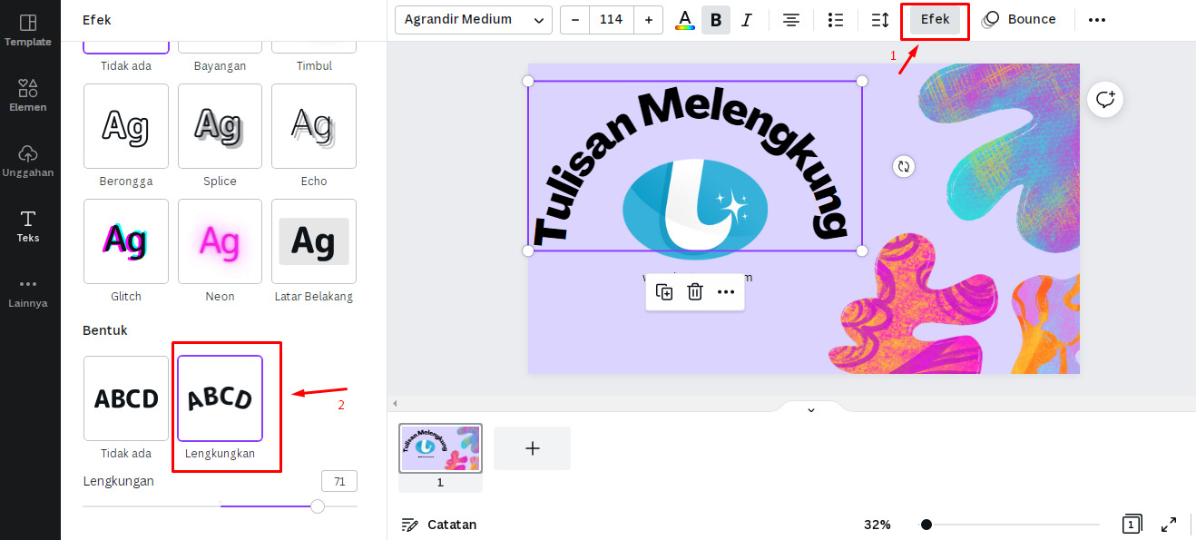 Teks Melengkung di Canva