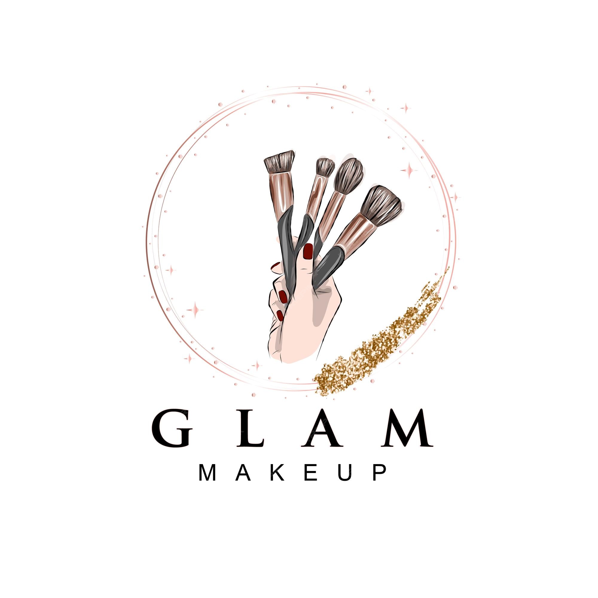 Premium Vector | Makeup artist logo , makeup brushes, glam art makeup,