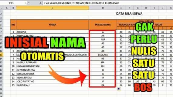 Penting! Cara Membuat Inisial Nama Di Excel Terbaik