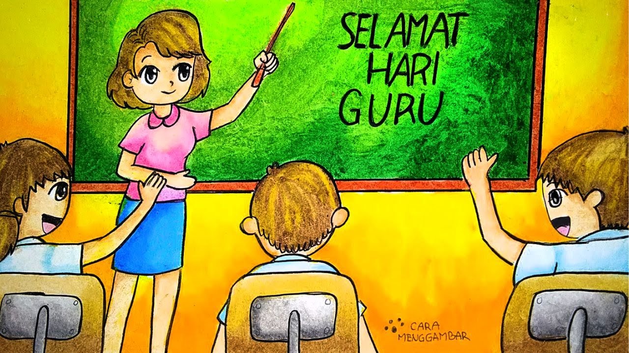 Menggambar Tema Hari Guru - YouTube