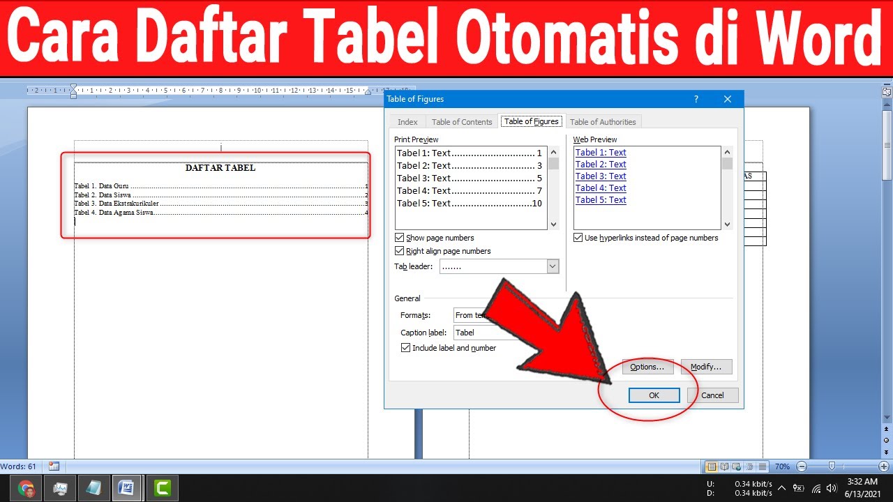 Cara Membuat Daftar Tabel Otomatis Di Word