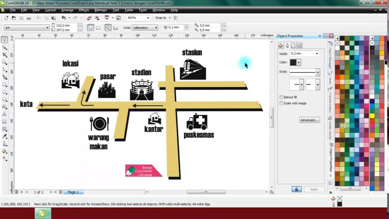 Gambar Belajar Coreldraw Mudah Membuat Peta 3d Youtube Gambar Desain