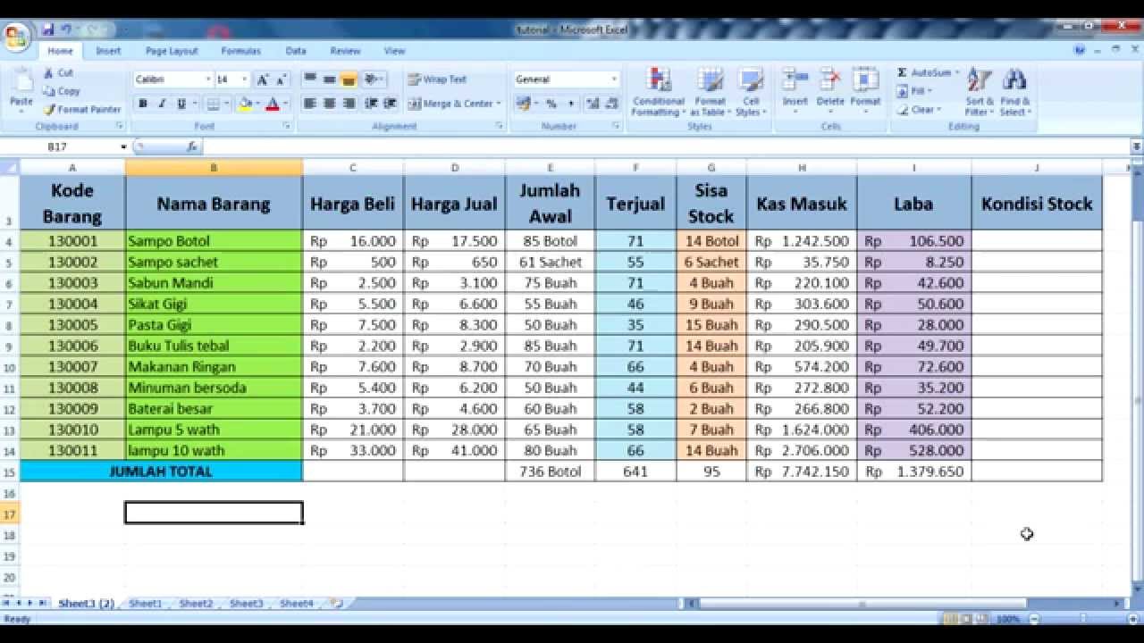 Contoh Pembukuan Sederhana Laporan Keuangan Toko Kelontong Excel