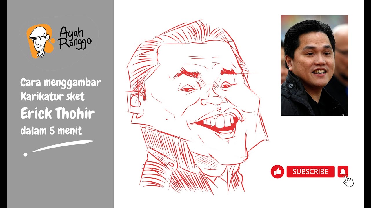 Cara menggambar karikatur Erick Thohir dalam 5 menit - YouTube