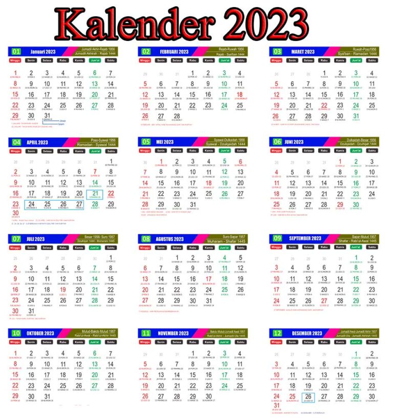 Template kalender 2023 Lengkap Link Download (Pdf, Cdr, Xls, Doc