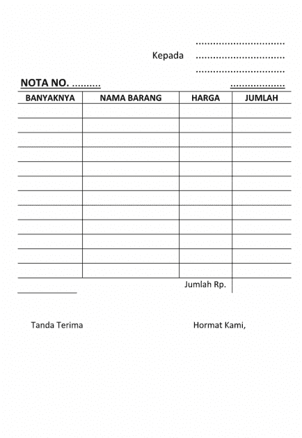 Contoh Nota Kosong Excel Fasrturtle