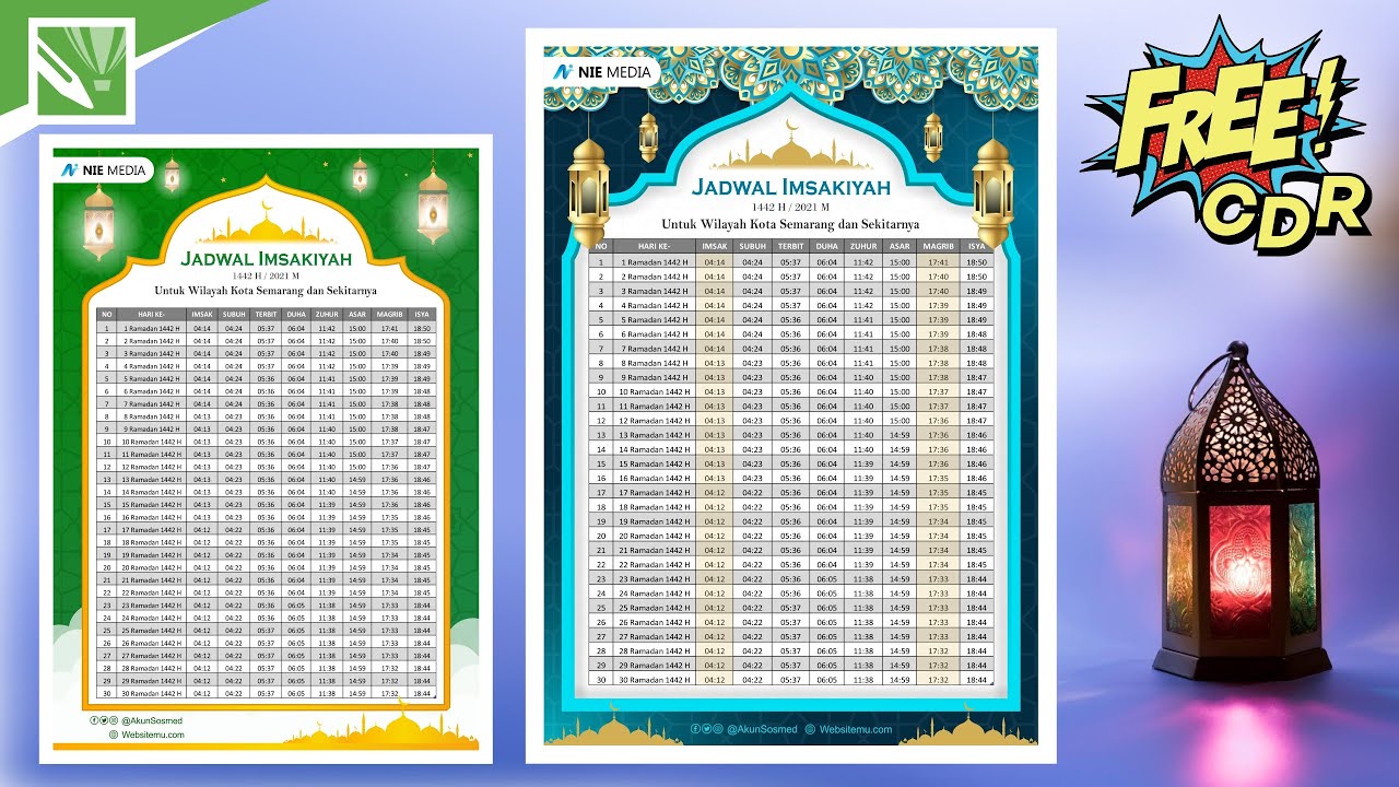 [Free] Template Desain JADWAL IMSAKIYAH Ramadhan 1442 H / 2021 M